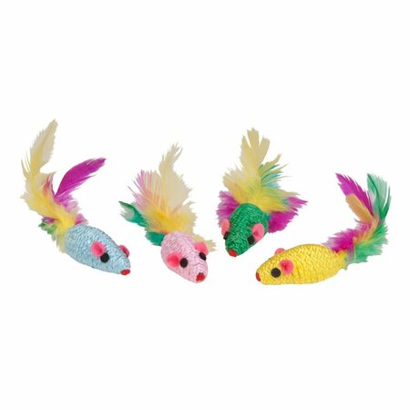 PETPAL Feather Mouse Rattlers Toy, 4PK PE1665865